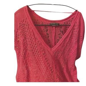 BCBG Max Azria Pink Linen Cotton Boho V-Neck Oversize Vest Woman's Large Magenta